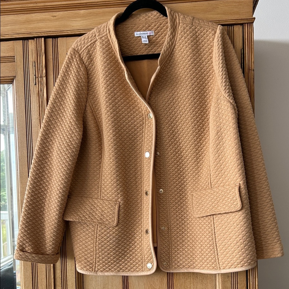 Isaac Mizrahi Camel Quilted Utility Jacket